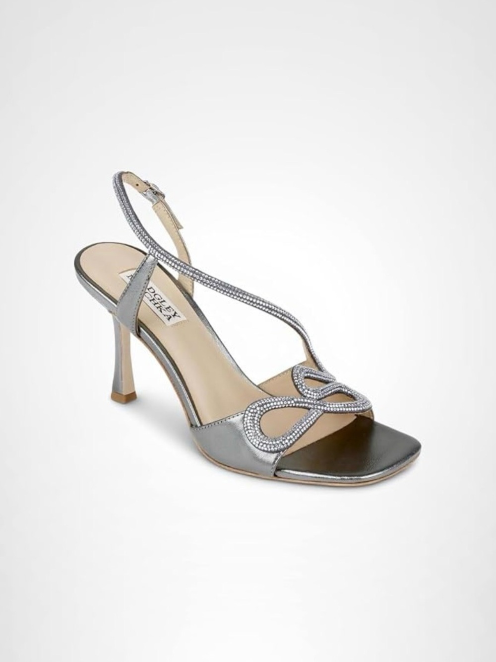 Badgley Mischka Silver Rhinestone Slingback Sandal size 9.5
